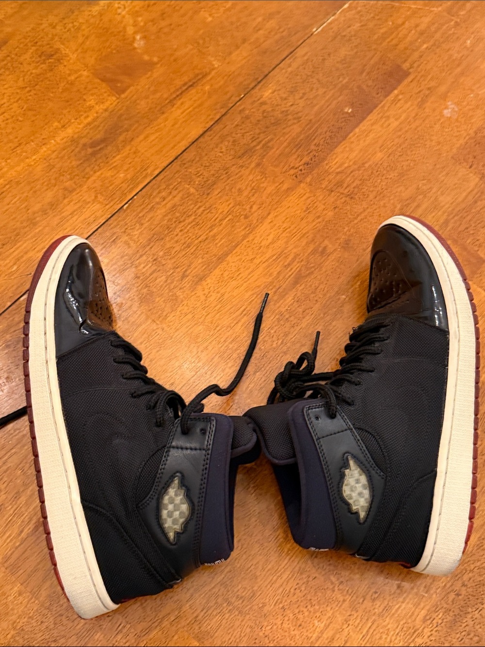 jordan Black High-Top Sneakers with Cream Midsole and Burgundy Outsole 10.5
